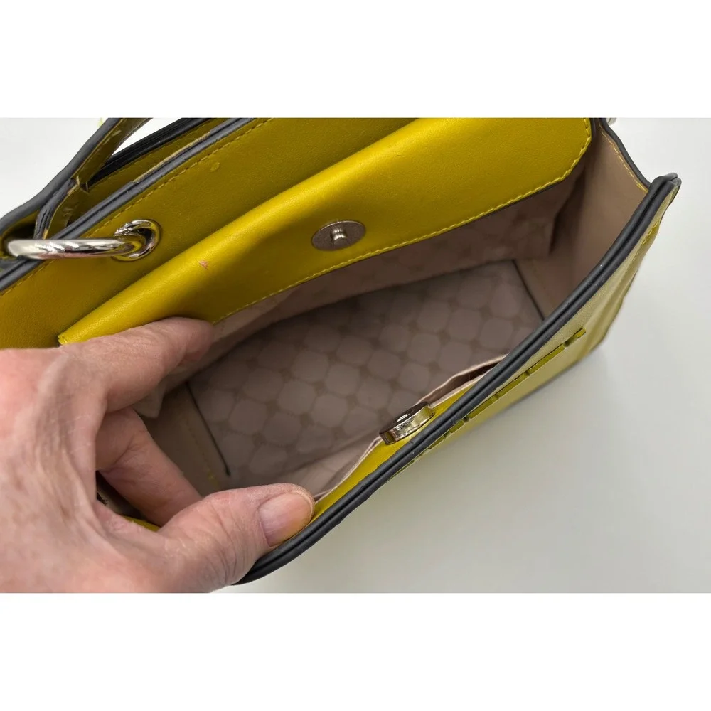 Steve Madden Mustard Yellow Top Handle Satchel Bag Silver Hardware